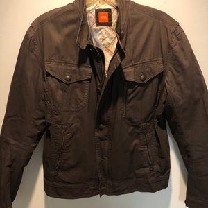 Men’s Hugo Boss brown XL zip front cotton jacket